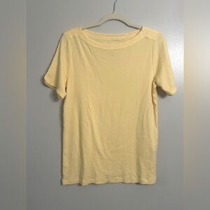Chico's Tee Women's Size 1 Nikki Boat Neck Basic Knit Yellow Cream Solid